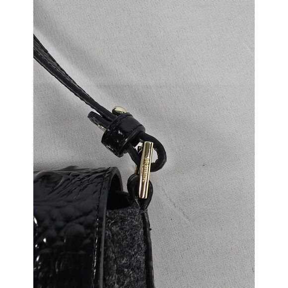 Brahmin Charcoal Magnetic Flap Small Crossbody Purse Bag Croc Embossed Leather - Picture 11 of 13